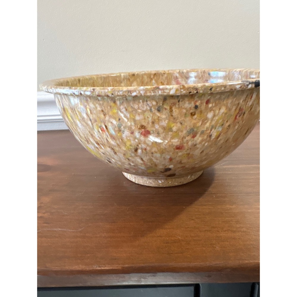VintTexas Ware Confetti Melamine Mixing Bowl 118 Tan Multi Color Splatter 10"